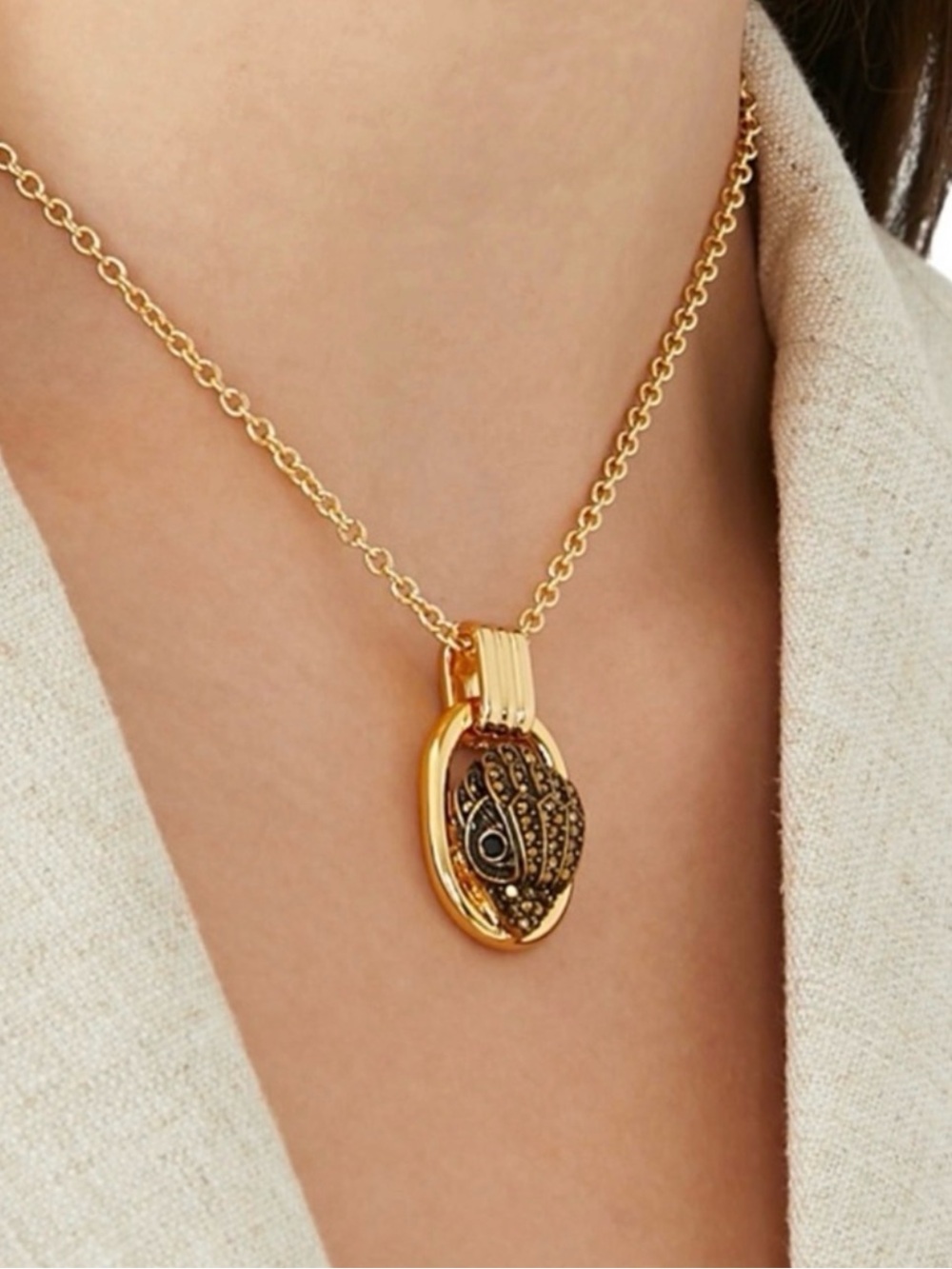 Kurt Geiger gold eagle head rhinestone pendant necklace crystal